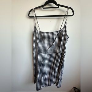 Abercrombie Navy and White Checkered Poplin Mini Dress - Size XL